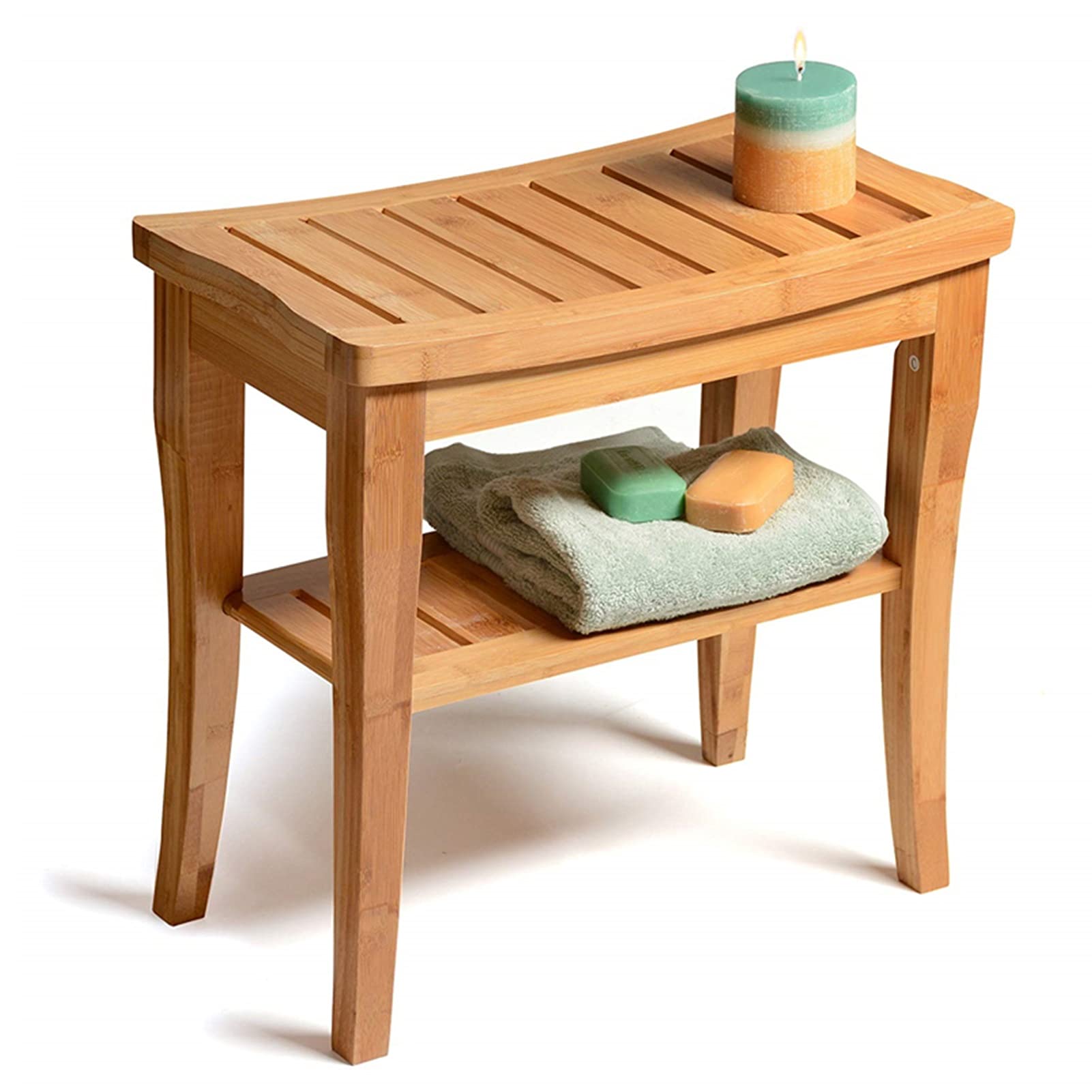 Tabouret de bain antidérapant en bambou pour douche et senior handicapé