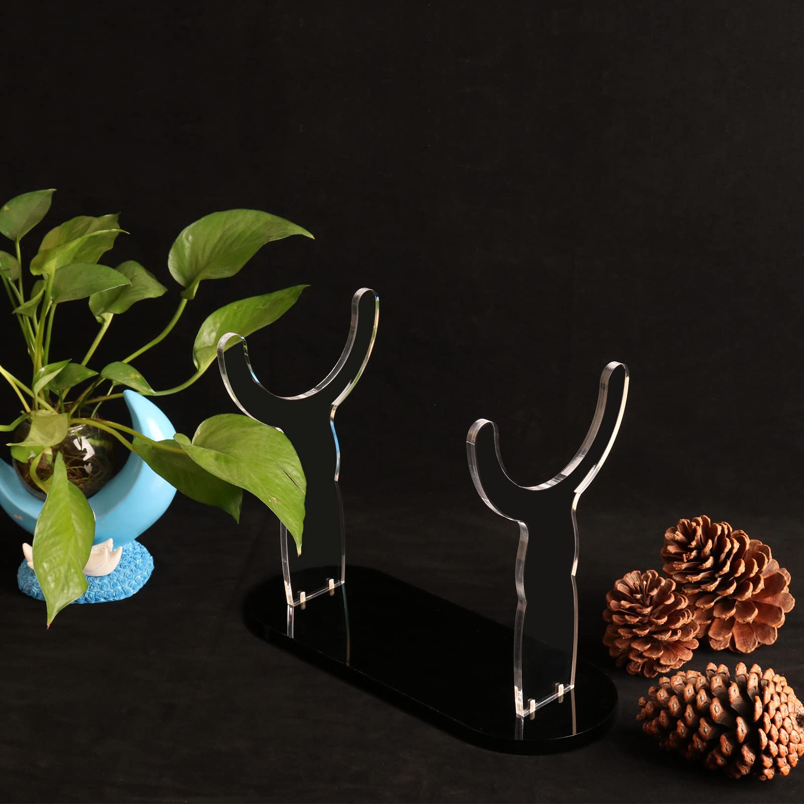 Schofarständer Acryl Shofar Display Rack Israel Yemeni Transparent Schwarz