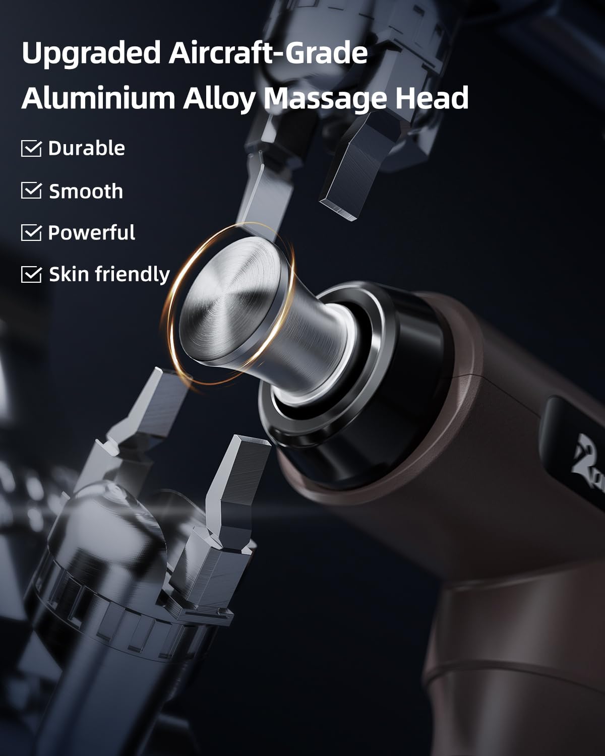 Muscle Massage Gun, Rooftree Portable Deep Tissue Percussion Massager Gun with 5 Massage Heads, Professional Handheld Body Muscle Massager with 10 Hours Battery Life for Home Office Gym - Elite