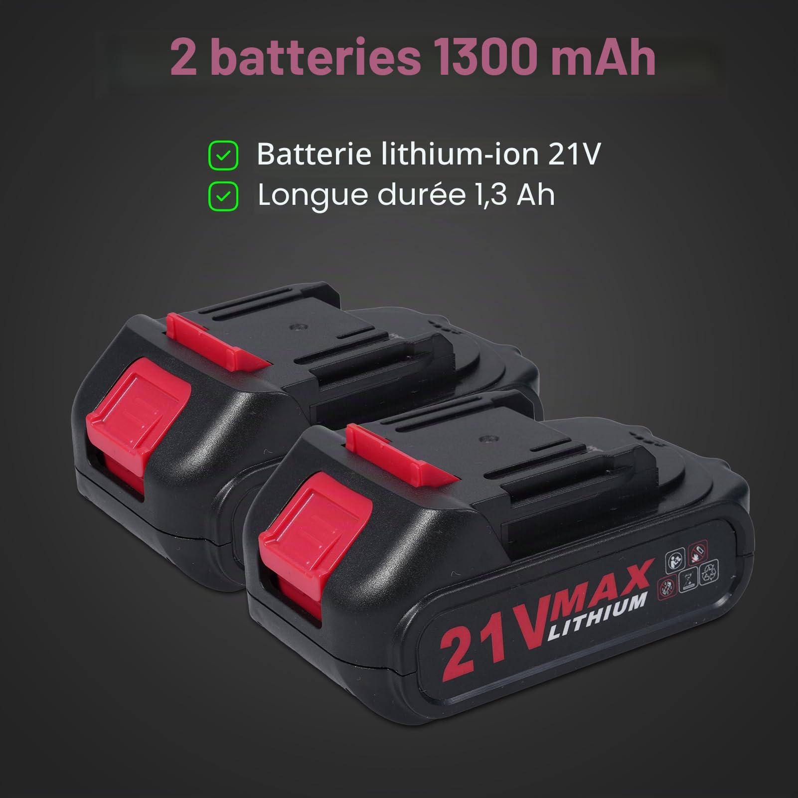 Meuleuse D'angle Sans Fil 21 V,Meuleuse D'angle Sans Balais 19000RPM,Meuleuse D'angle avec 2x1300mAh Batteries et Chargeur,Mini Disqueuse Sans Fil pour découper, meuler et polir
