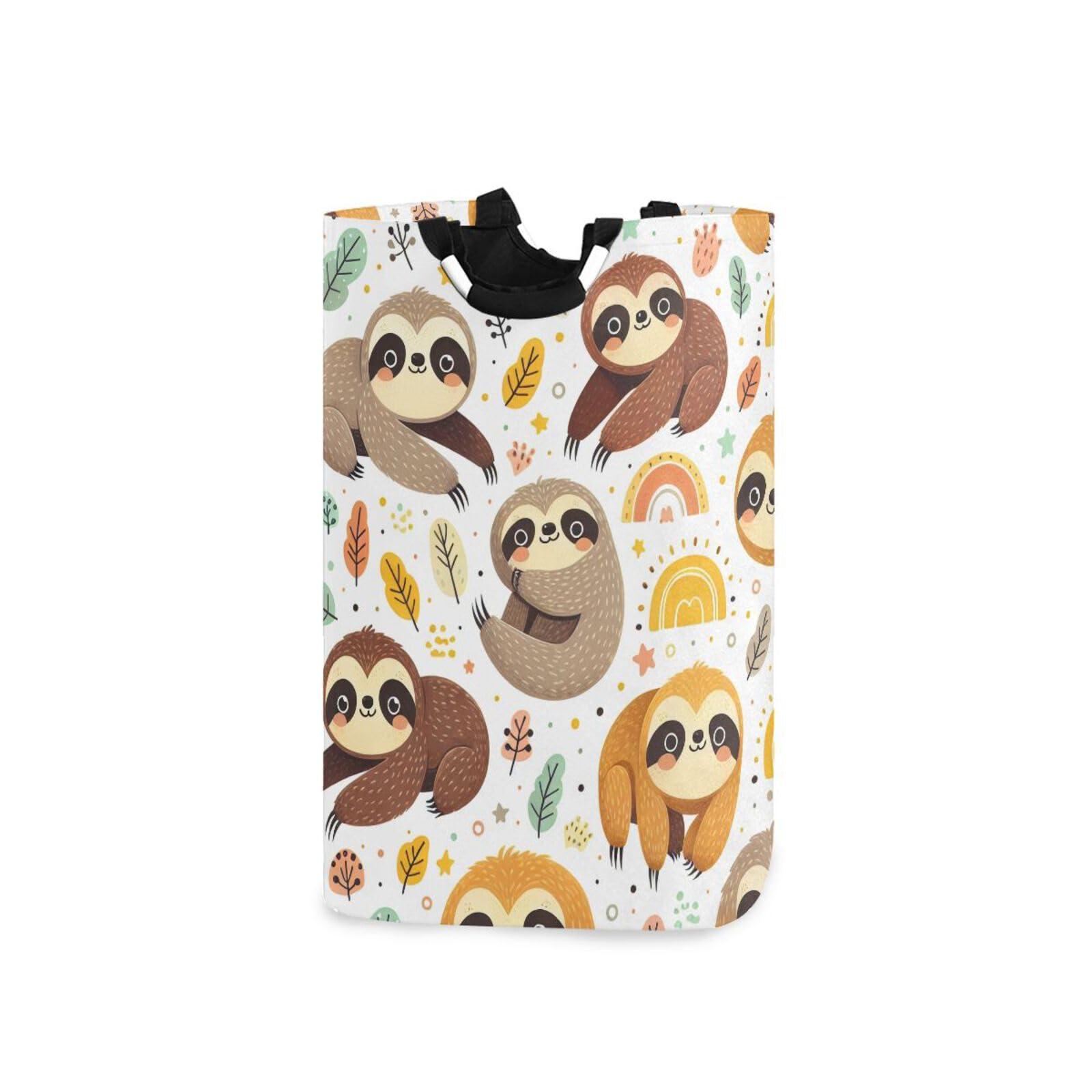 Jihqo Laundry Hamper Basket Playful Sloth Collapsible Nursery Storage Bin Waterproof Clothing Baskets for Home Bedroom Bathroom Washing Room