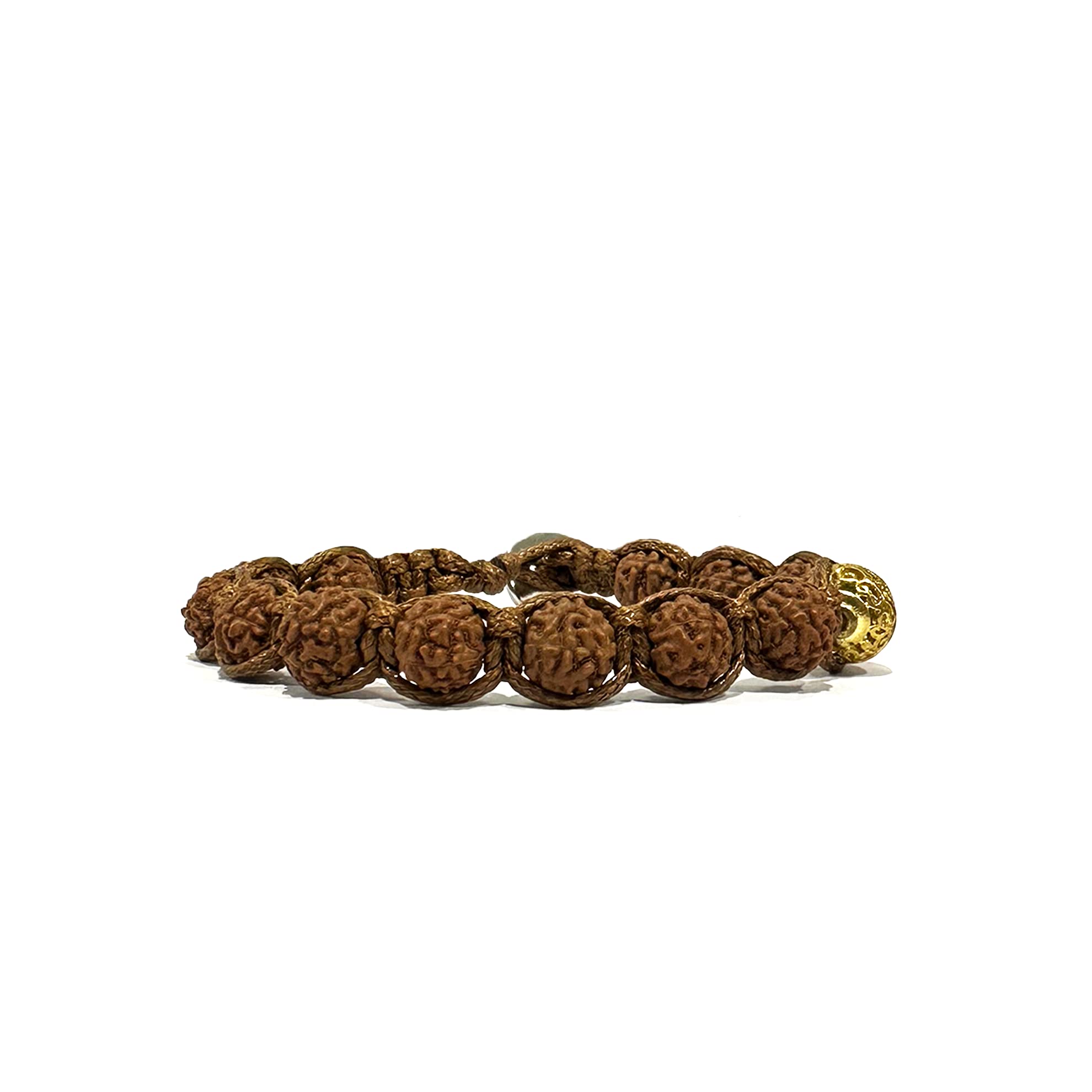 Samsara Bracciale Tibetano Buddista - Shamballa con Semi Di Rudraksha 8-9,5mm Artigianale - Filo in cotone cerato