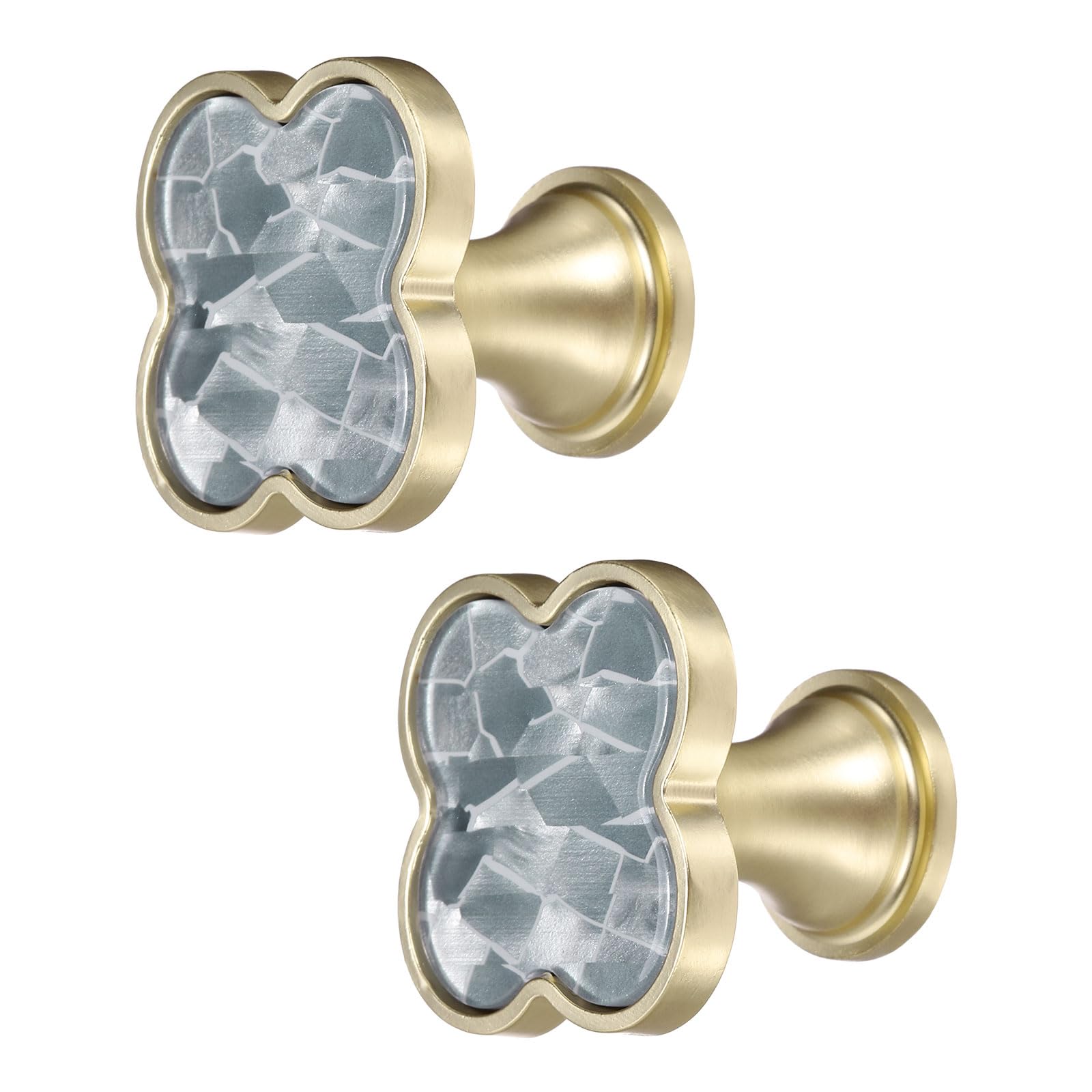 sourcing map 2Pcs Drawer Knobs, Zinc Alloy Decorative Four-Leaf Pull Handles with Screws for Furniture Dresser Wardrobe Cupboard, Gray