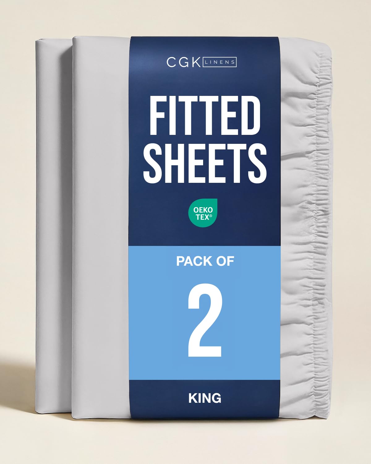 King Fitted Sheet - Pack of 2 Single Fitted Bottom Sheet Only - French Grey