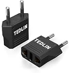 6 Pack of US/CA to EU European Plug Travel Power Plug Adapter Universal Power Jack Wall Plug Converter Input USA/Canada to Europe/Asia Socket (Black)