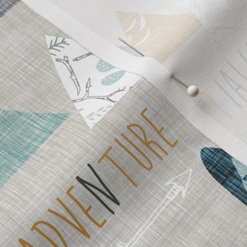 Spoonflower Fabric - Boho, Mountain, Adventure, Geometric, Blue, Nursery Printed on Petal Signature Cotton Fabric by The Yard - Sewing Quilting Apparel Crafts Decor