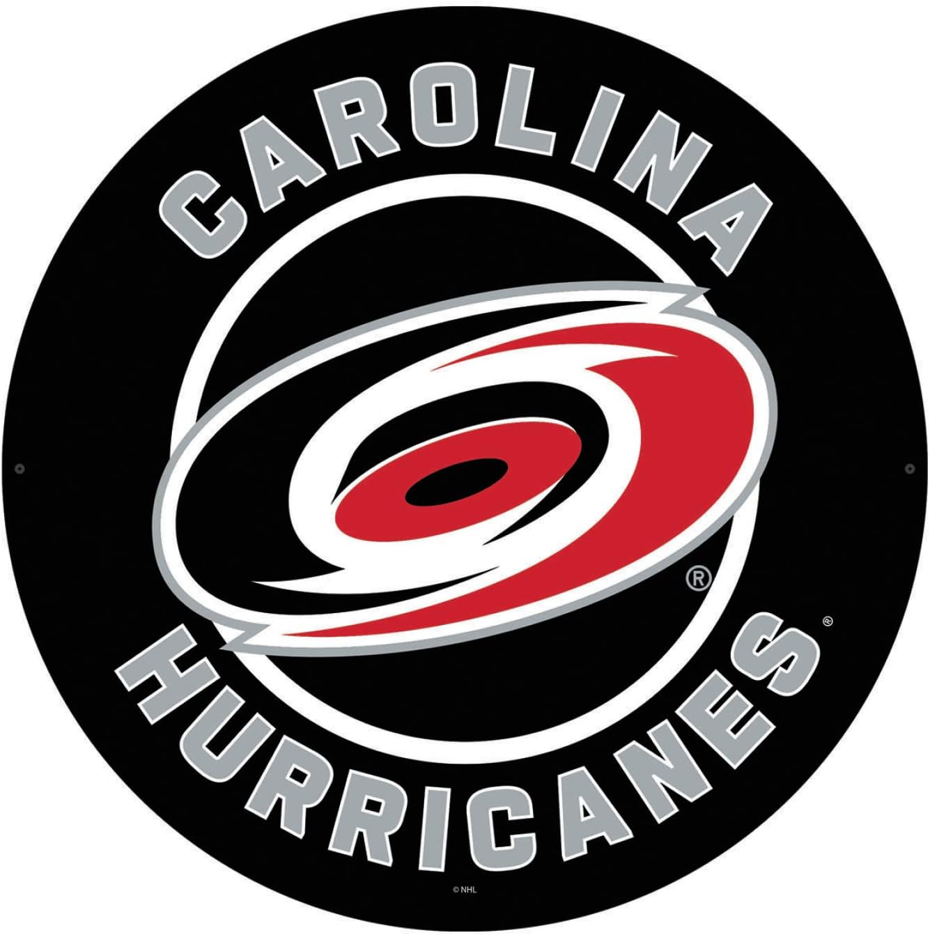 Team Sports America Evergreen NHL Carolina Hurricanes | Ultra-Thin LED Light Wall Sign Decor | 23 Inch Round | Made in the USA