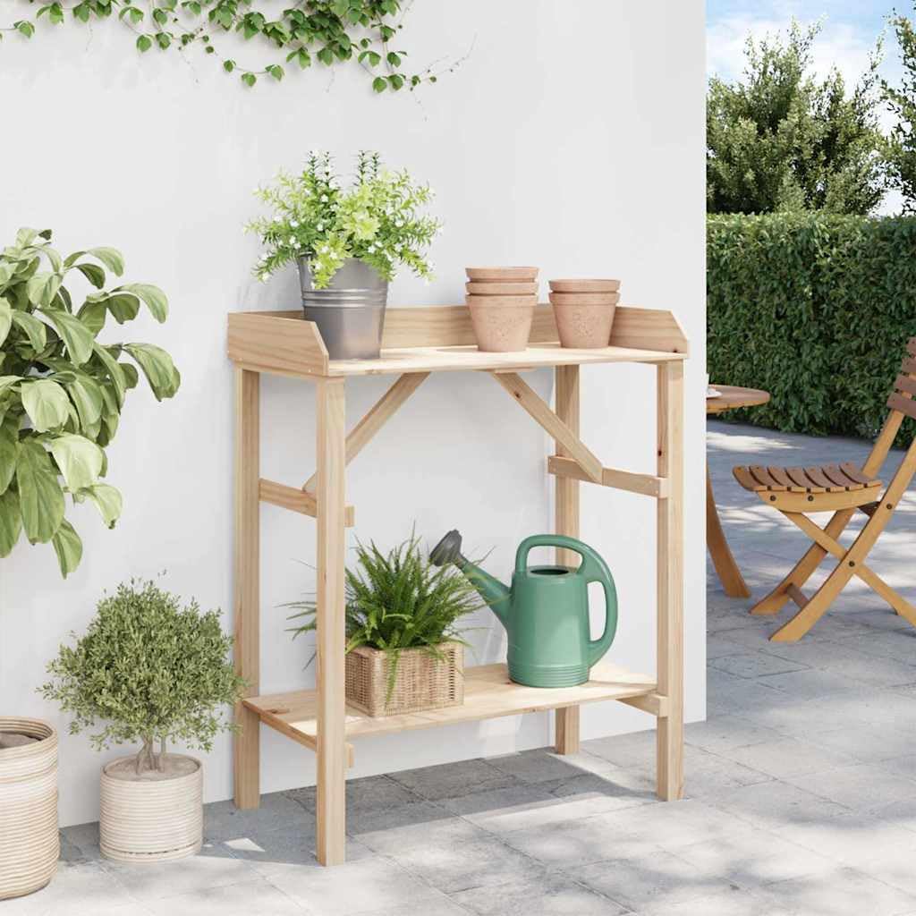 Table de rempotage en Bois de pin Massif 75 x 40 x 90 cm Support pour Plantes intérieur extérieur avec étagère Pratique