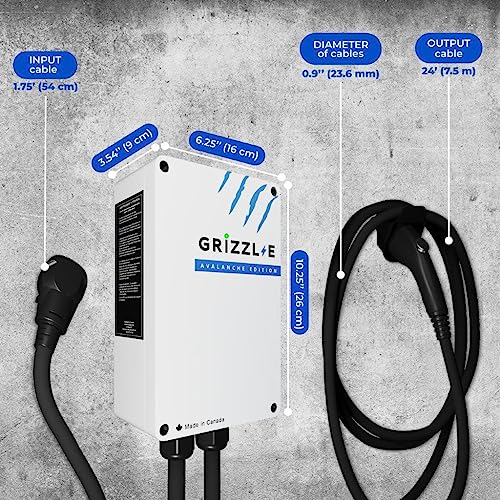 Image of Grizzl-E Classic Level 2 Electric Vehicle (EV) Charger up to 40 Amp, UL Certified Indoor /Outdoor Electric Car Fast Wall Charging Station, NEMA 14-50 Plug, 24 feet Premium Cable, Avalanche Edition