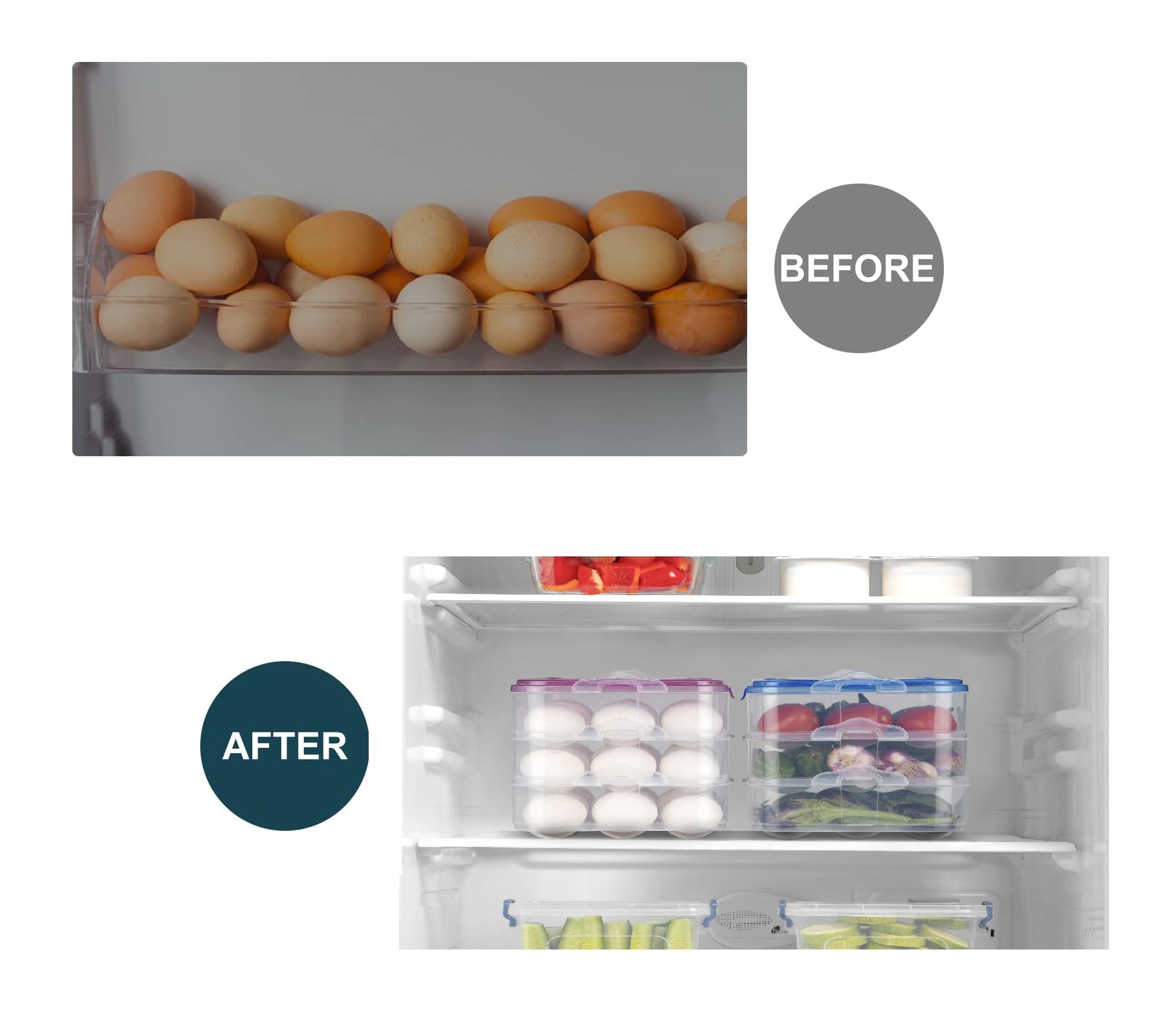 MOOZICO 36 Egg Tray for Fridge|ABS Plastic Durable; Stackable; Stylish Container Box With Holder for Kitchen Fridge Egg Refrigerator Storage Tray (Pink, Rectangular) 3