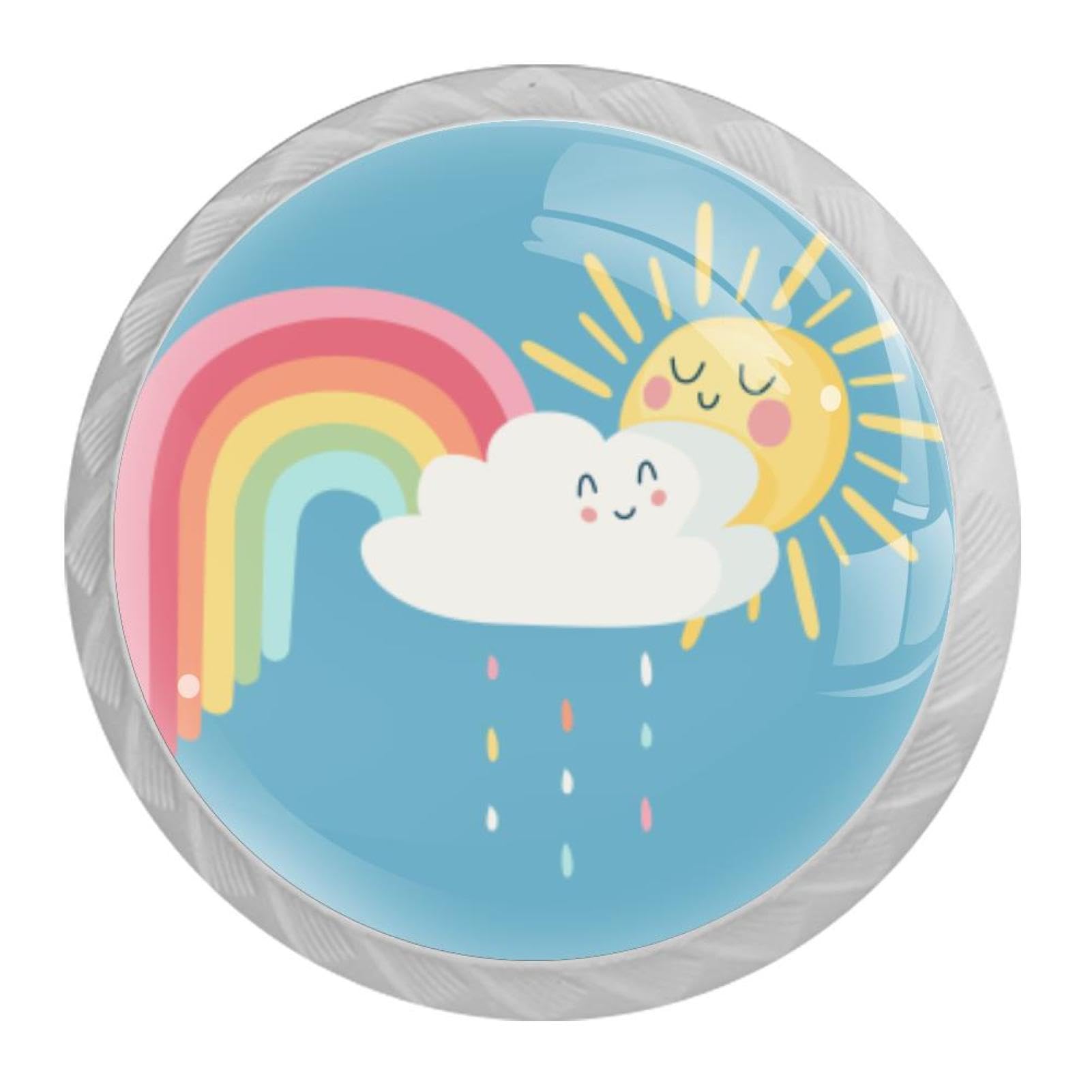Tqmspg 4 Pieces Drawer Pulls Cloud and Rainbow Door Knobs Dresser Handles for Kitchen Wardrobe Cupboard Hardware Furniture