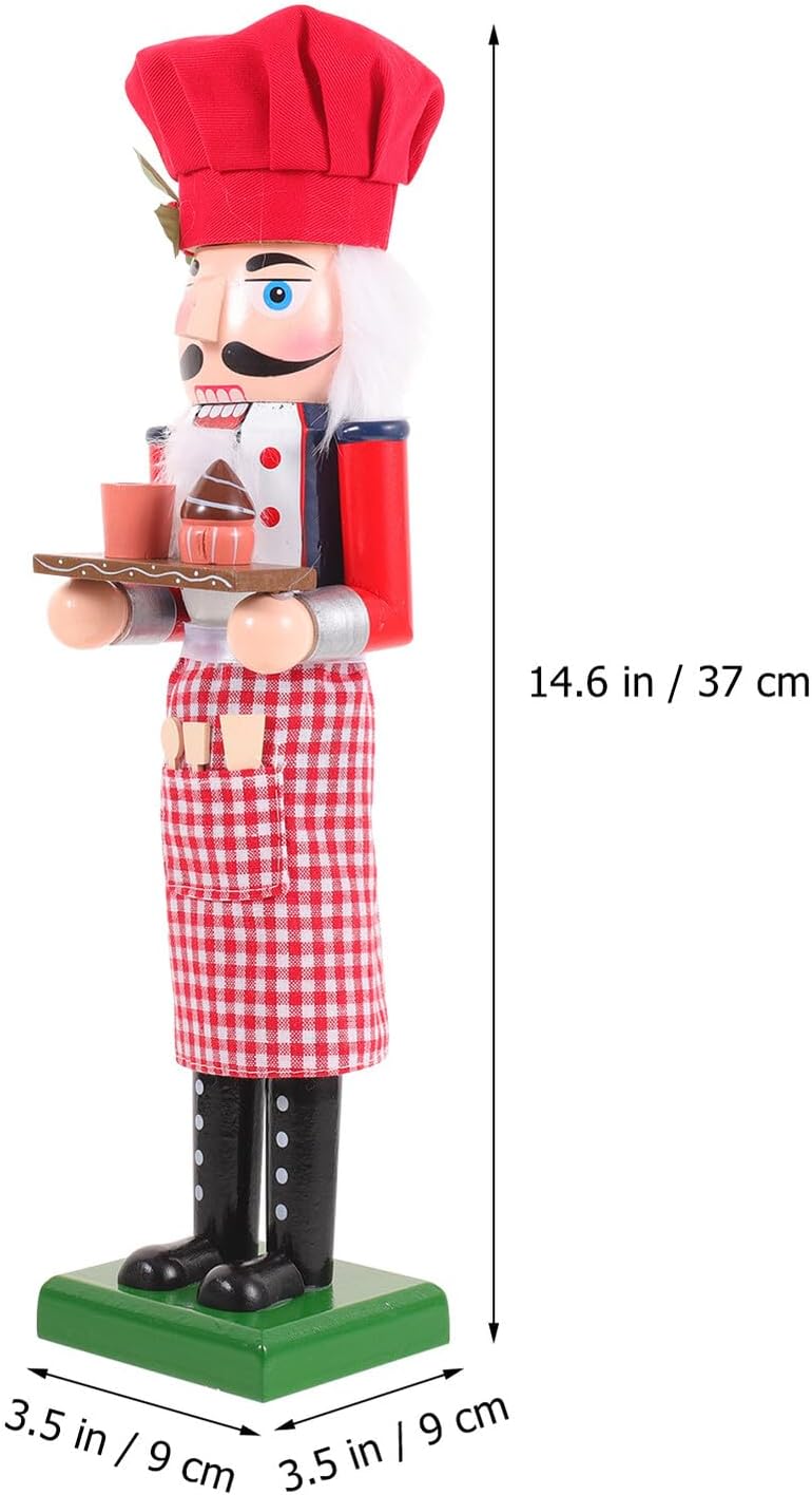 Baker Nutcracker Figurine Wooden Small Holiday Nutcracker Decoration for Christmas Tabletop Festive Home Display