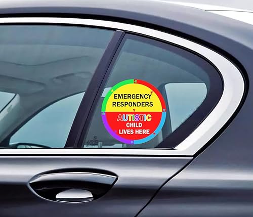 Miniatura 4 de Adhesivo de seguridad para el hogar de concienciación sobre el autismo, 6 x 6 pulgadas, etiquetas de vinilo para personas autistas que viven aquí,
