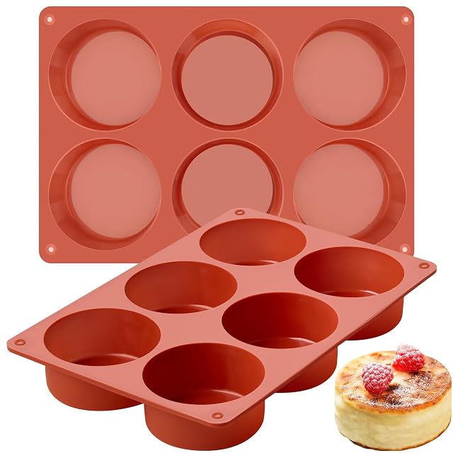 JOERSH 2-PK Silicone Egg Bite Molds Deep 3 Inch Frittata Baking Pans Non-Stick Round Silicone Molds for Egg