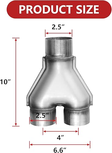 Miniatura 2 de Tubo de escape universal de acero inoxidable 409, conector adaptador de escape doble de 2.5 pulgadas a 2.5 pulgadas para camión de automóvil, 10