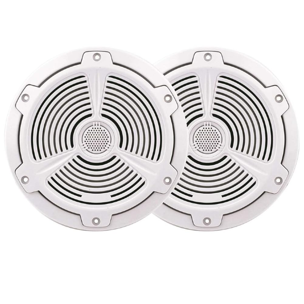 KIT SET PER BOSS AUDIO SYSTEMS MR652C, 2 altoparlanti marini coassiali, sistema 2 vie, da 16,5 cm 165 mm 6,5", 175 watt rms 350 watt max, 4 ohm, 90 db, impermeabili, waterproof, barca, mare, a coppia
