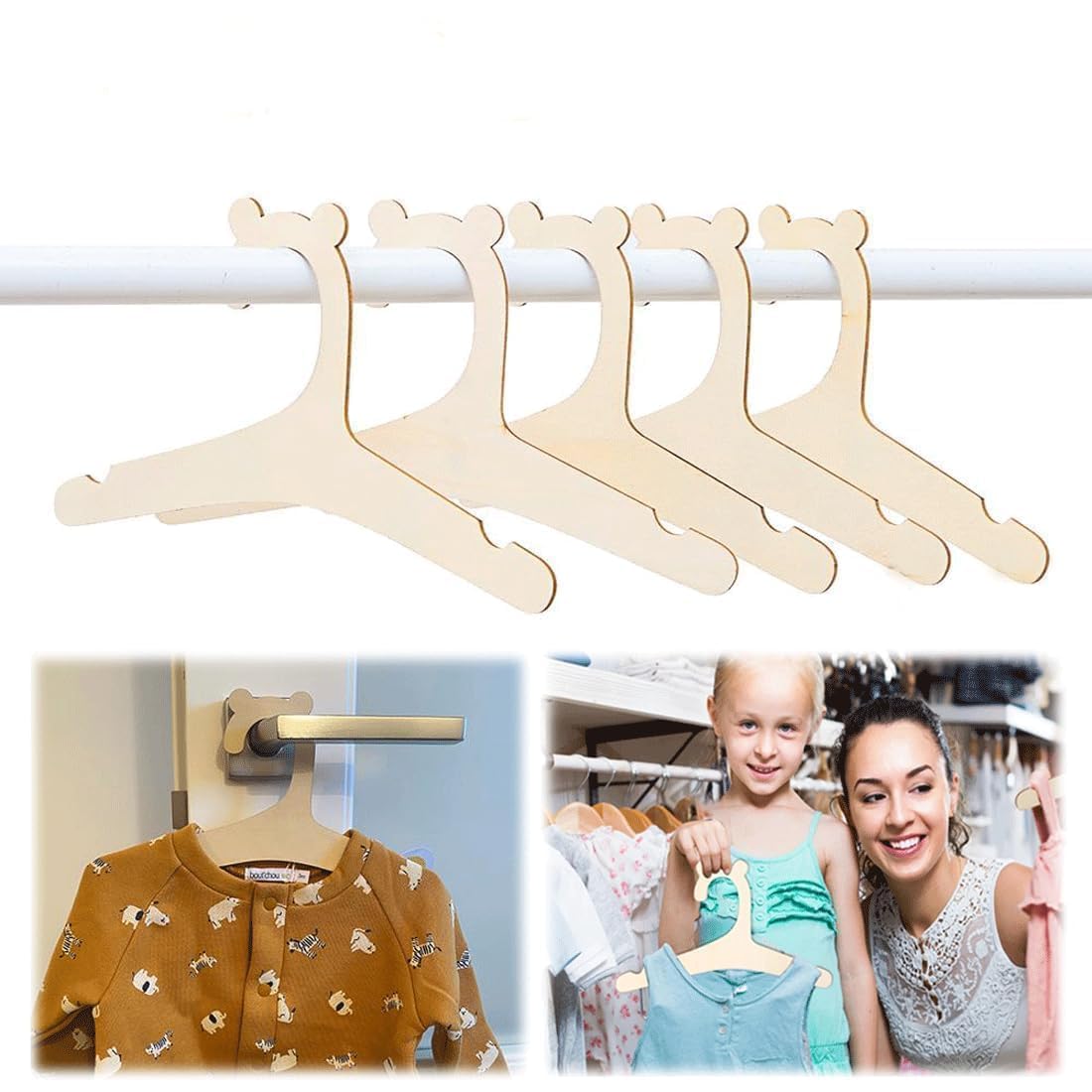 10 Stuks Baby Hanger voor Kinderen, Non Slip Childrens Houten Jas Hangers, Kledinghangers voor Kinderkleding, voor Baby Kleding Drogen Opslag
