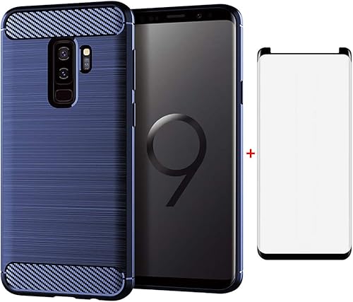 Asuwish Funda de teléfono para Samsung Galaxy S9 Plus con cubierta protectora de pantalla de vidrio templado y accesorios para celulares, goma de
