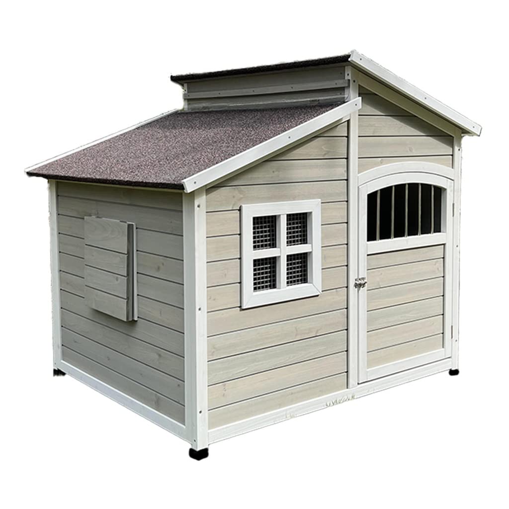 Casa Grande para Perros Caseta De Madera para Perros Al Aire Libre Caseta De Madera para Perros Caseta para Gatos A Prueba De Lluvia Y Sol Jaula para Mascotas (Color : Grey, S : 106 * 101 * 110cm)