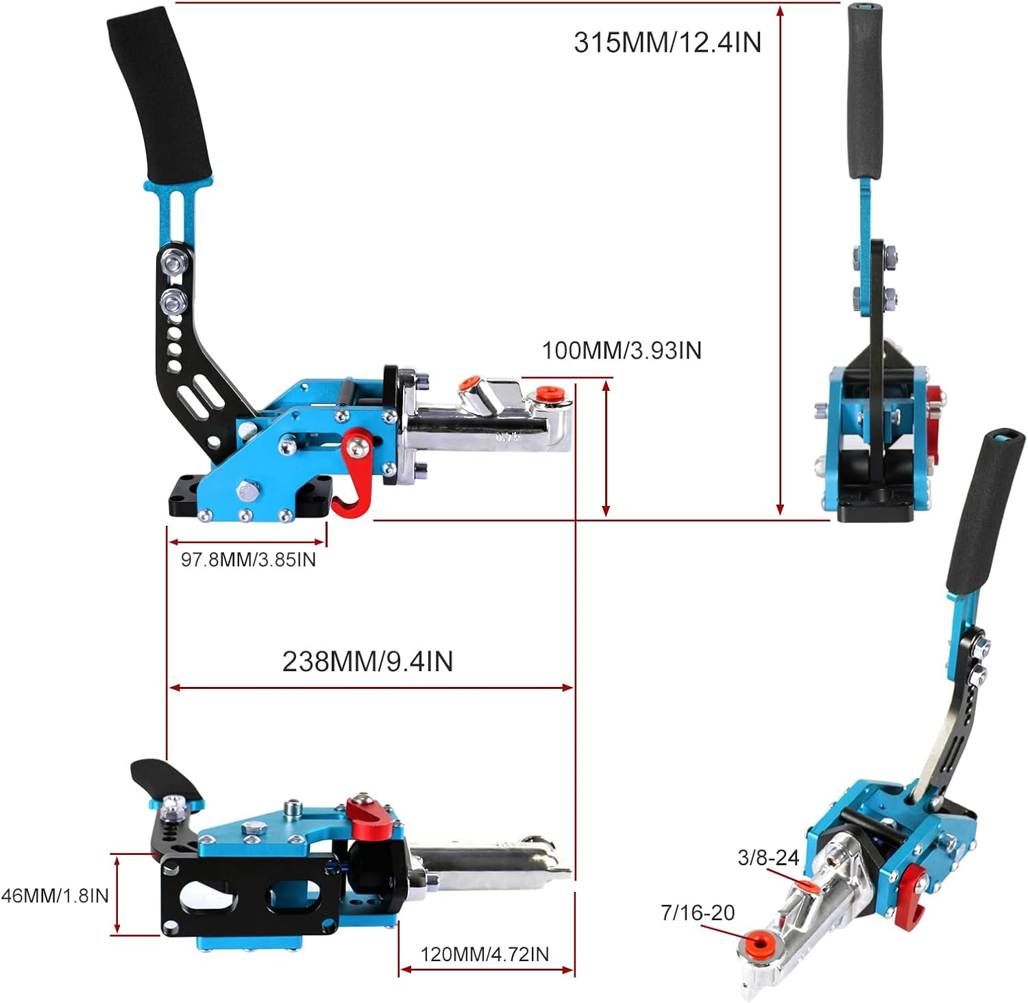 Universal Racing Hydraulic Handbrake Drift E-Brake Handle Parking Emergency Brake Gear Lever with Oil Tank Blue