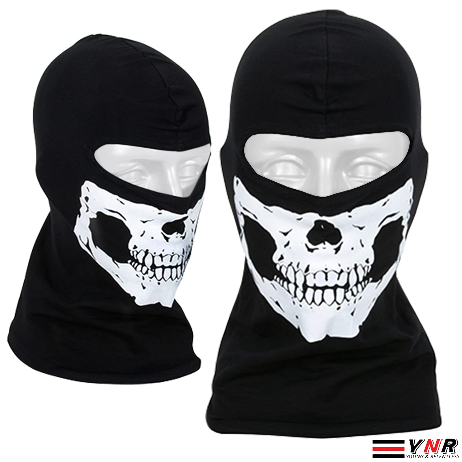 YNR Unisex Outdoor Motorcycle Bike Ski Face Face Cover Balaclava Mask Neck Warmer UK (Black Skeleton)