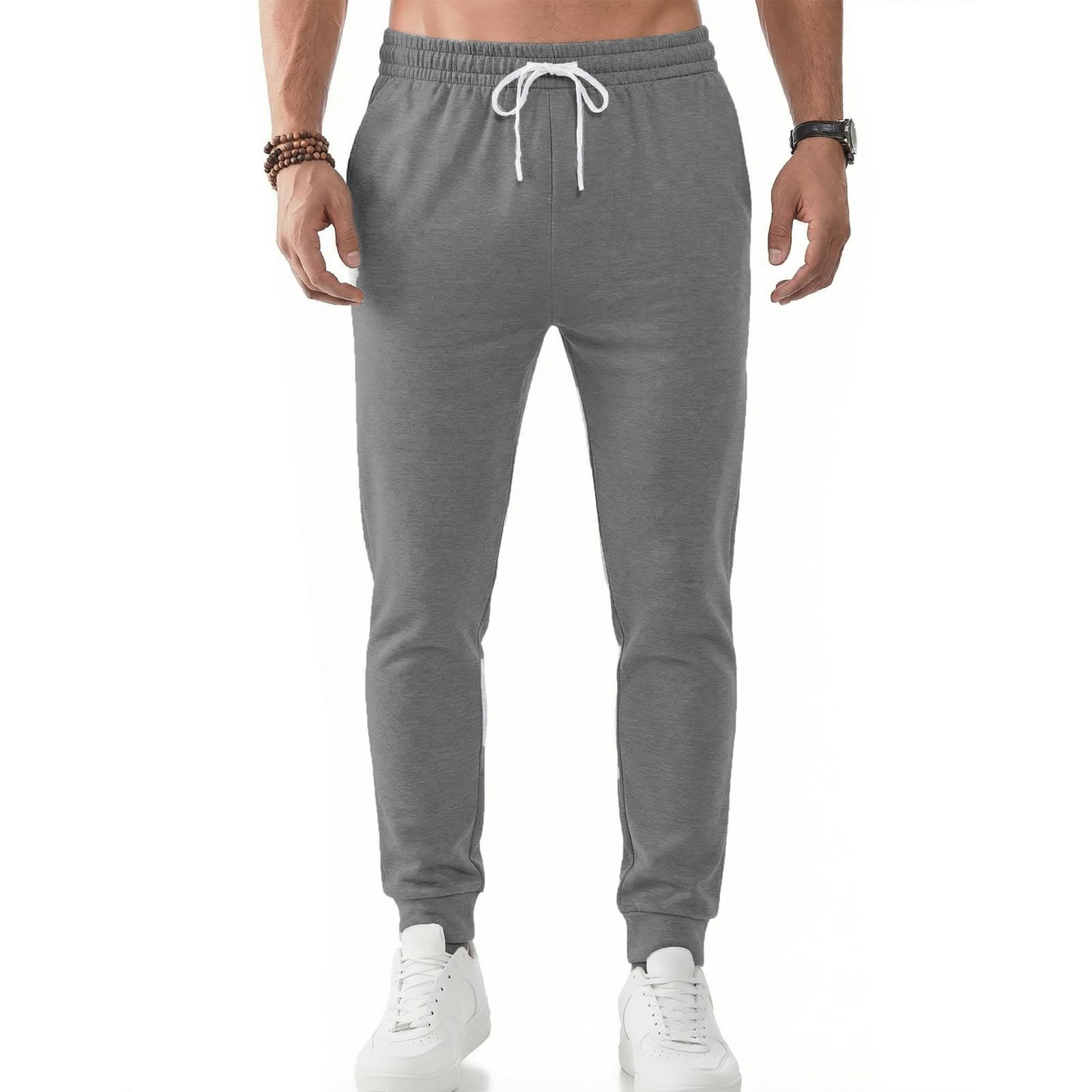 PINSPARK Jogginghose Herren Baumwolle Tapered Trainingshose Sporthose Lang Kletterhose Atmungsaktiv Klassische Sweathose mit Taschen Laufen Fitness Yoga Sweatpants