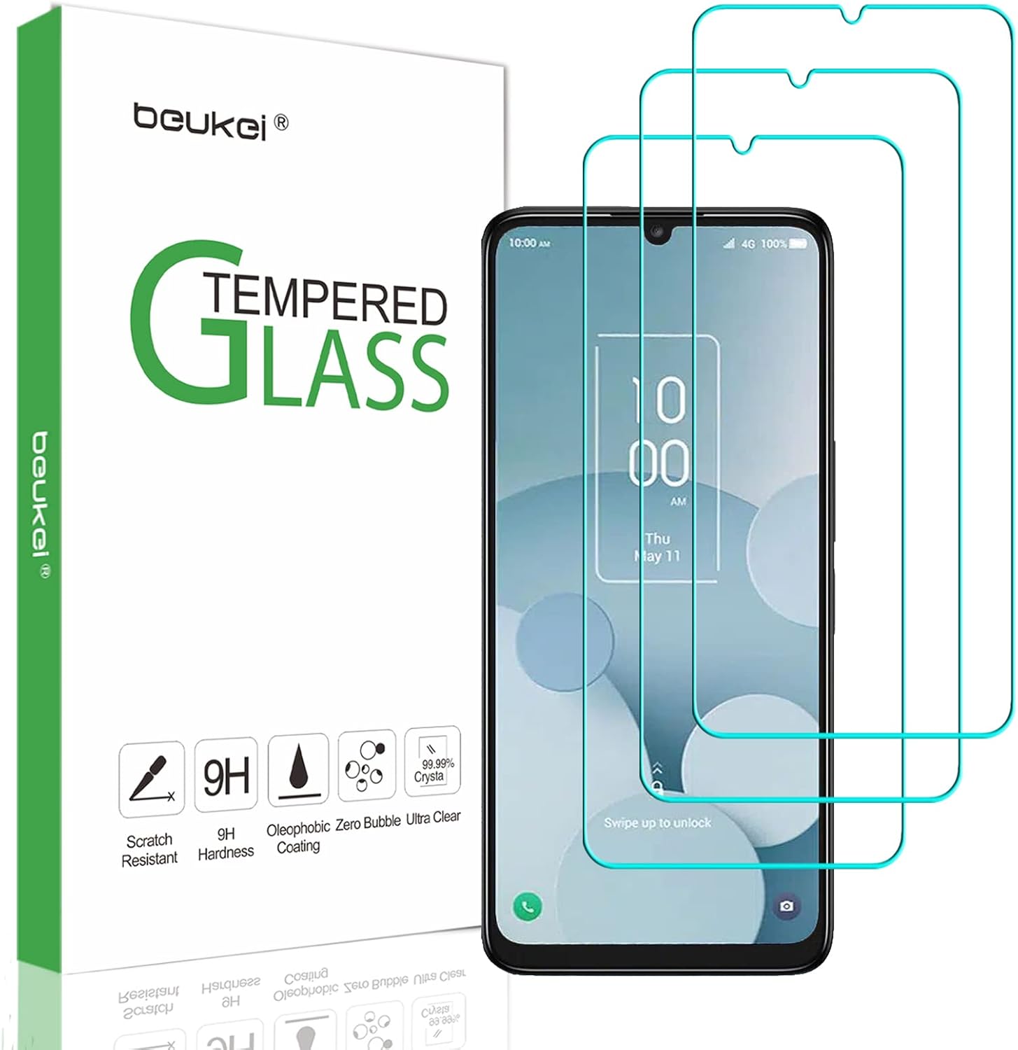 beukei (3 Pack) Compatible for TCL 40 XL 5G /TCL 40XL (2023) Screen Protector Tempered Glass (6.75 inch),Touch Sensitive,Case Friendly, 9H Hardness