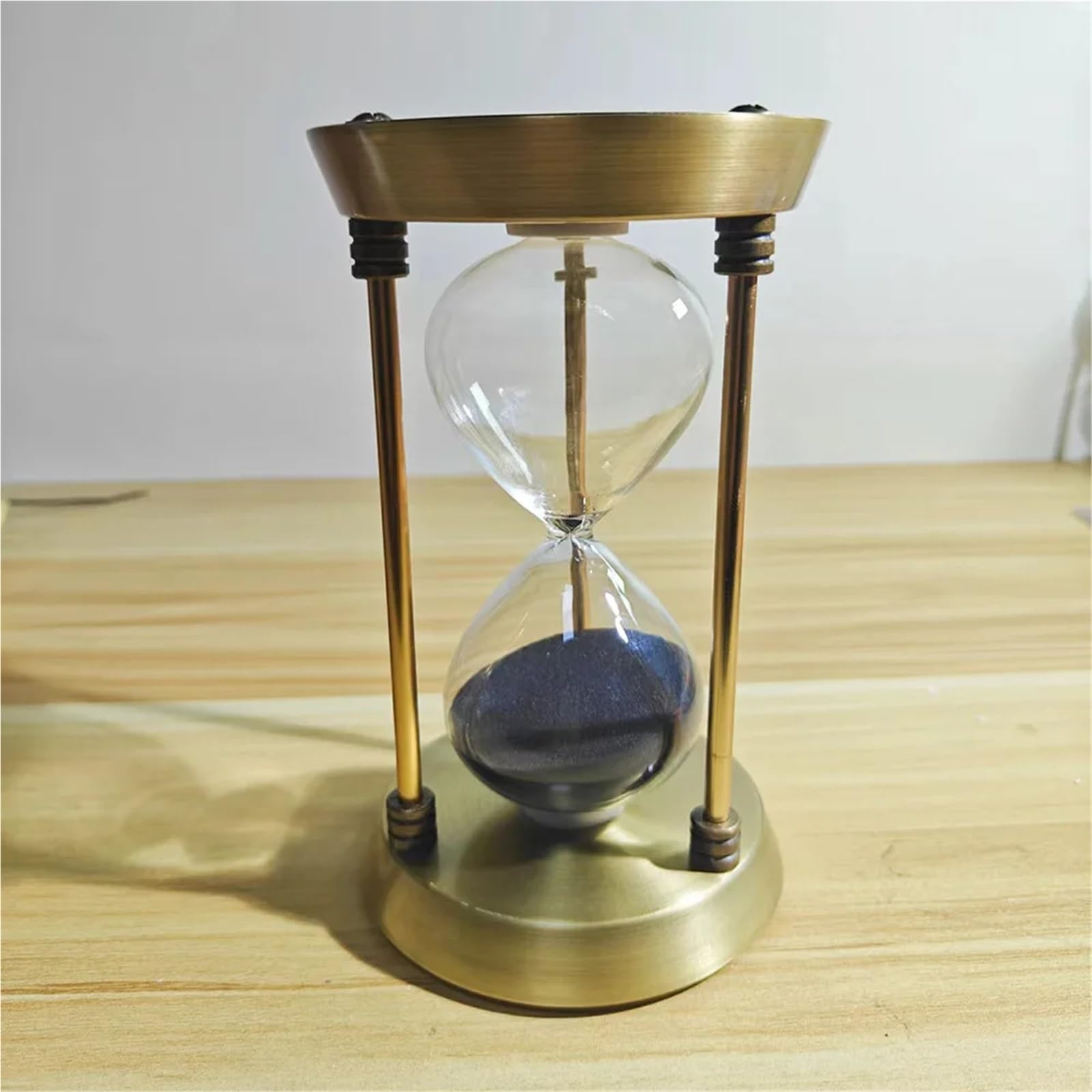 Reloj de Arena vacío, Adorno de Temporizador Reloj Arena Escritorio, Tres pilares Metal, 2 uds(Mini White Sand,10min)