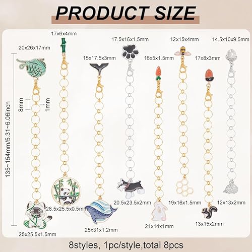 Miniatura 8 de BENECREAT Cadena de contador de filas de acrílico para tejer con cuentas de aleación esmaltada y marcadores de puntada de bloqueo para tejer tejer