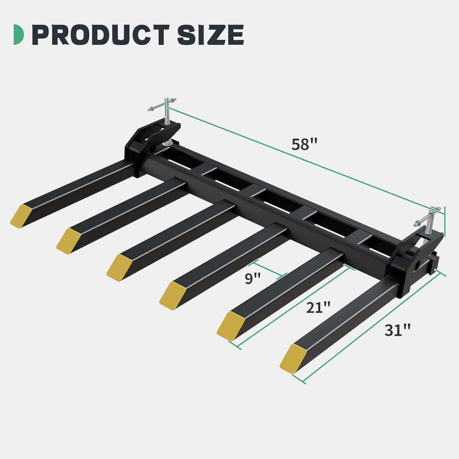 AUTOSAVER88 Clamp on Debris Forks Fits 60'' Bucket, 4000 lbs Heavy Duty Quick Attach Pallet Forks for Tractor Loader Skid Steer for Efficient Loading and Unloading