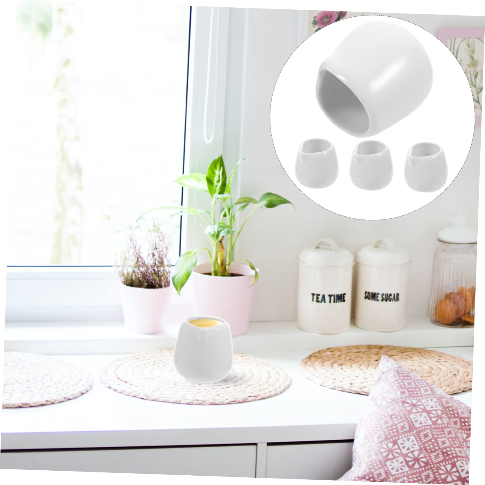 Cabilock 4Pcs Ceramic Gravy Boat Sauce Dispenser with Spout Dipping Sauce Cup for Condiments for Restaurants and Home Use