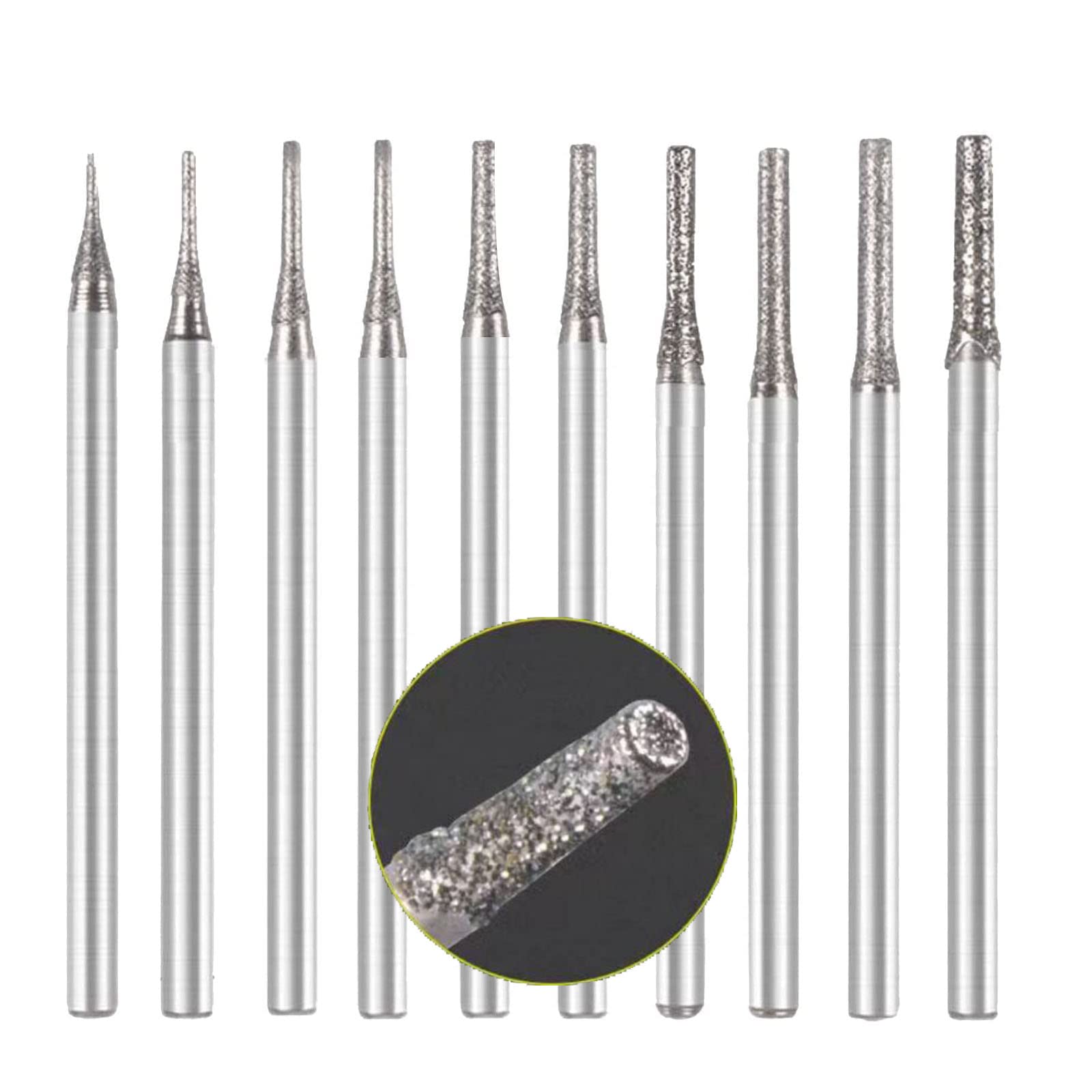 Diamond Cutting Burrs - 13 Sizes, 0.5mm - 8mm -17