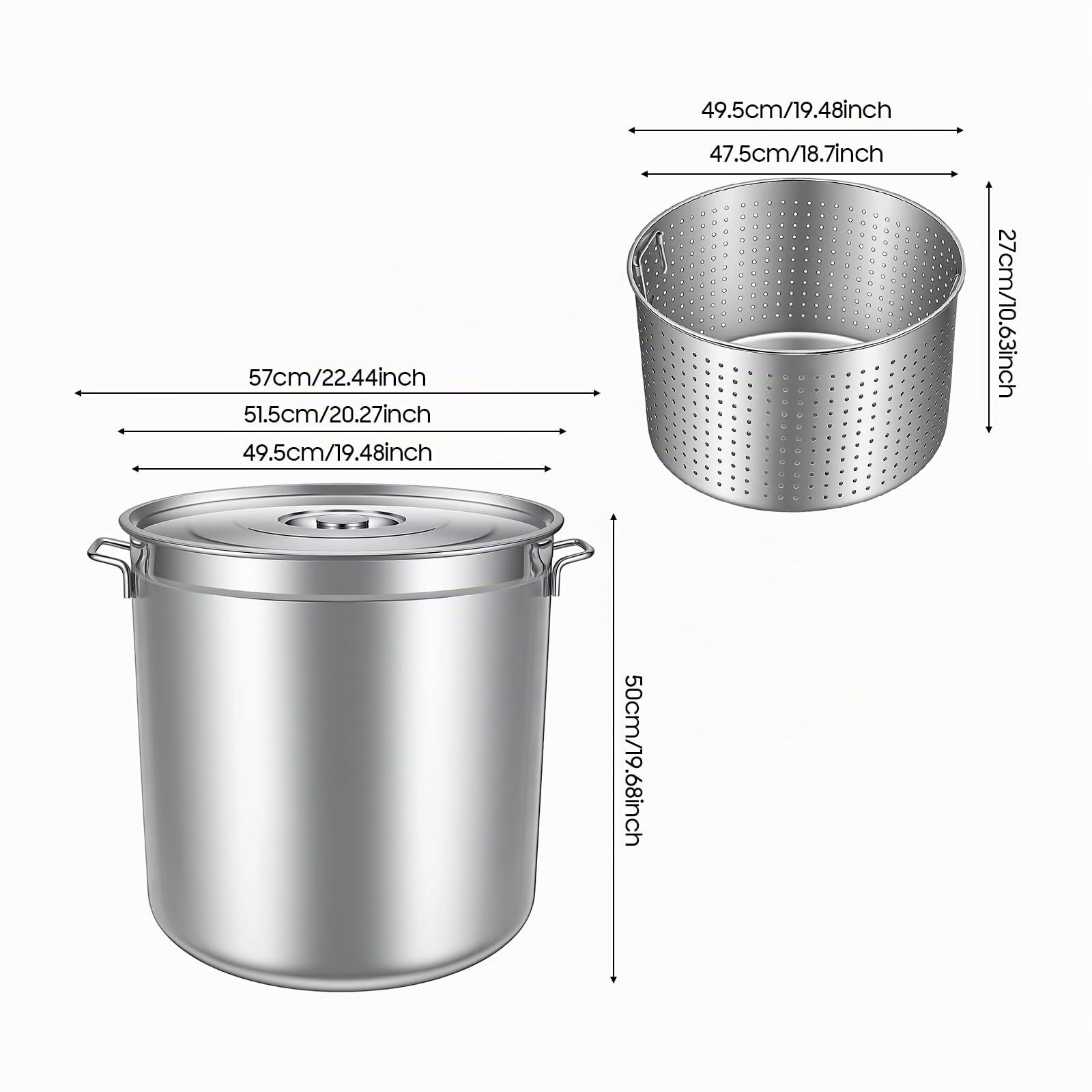 Pentola da 100 l, con coperchio e cestello, in acciaio inox, per fornelli a gas, elettrici, fornelli a induzione, ristoranti, caffetterie, hotel