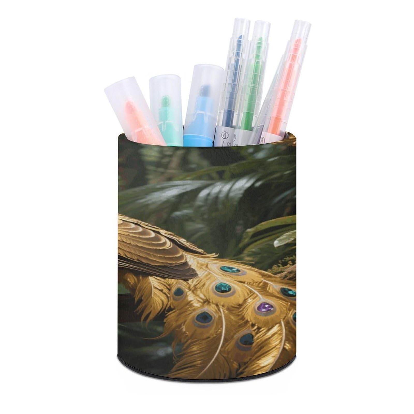VstaDank Golden Bird Pen Holder for Desk Makeup Brush Holders Stylish Pen Cup Cute Pencil Cup Round Pencil Holder Decor Brush Scissor Holders for Multifunctional Office Supplies
