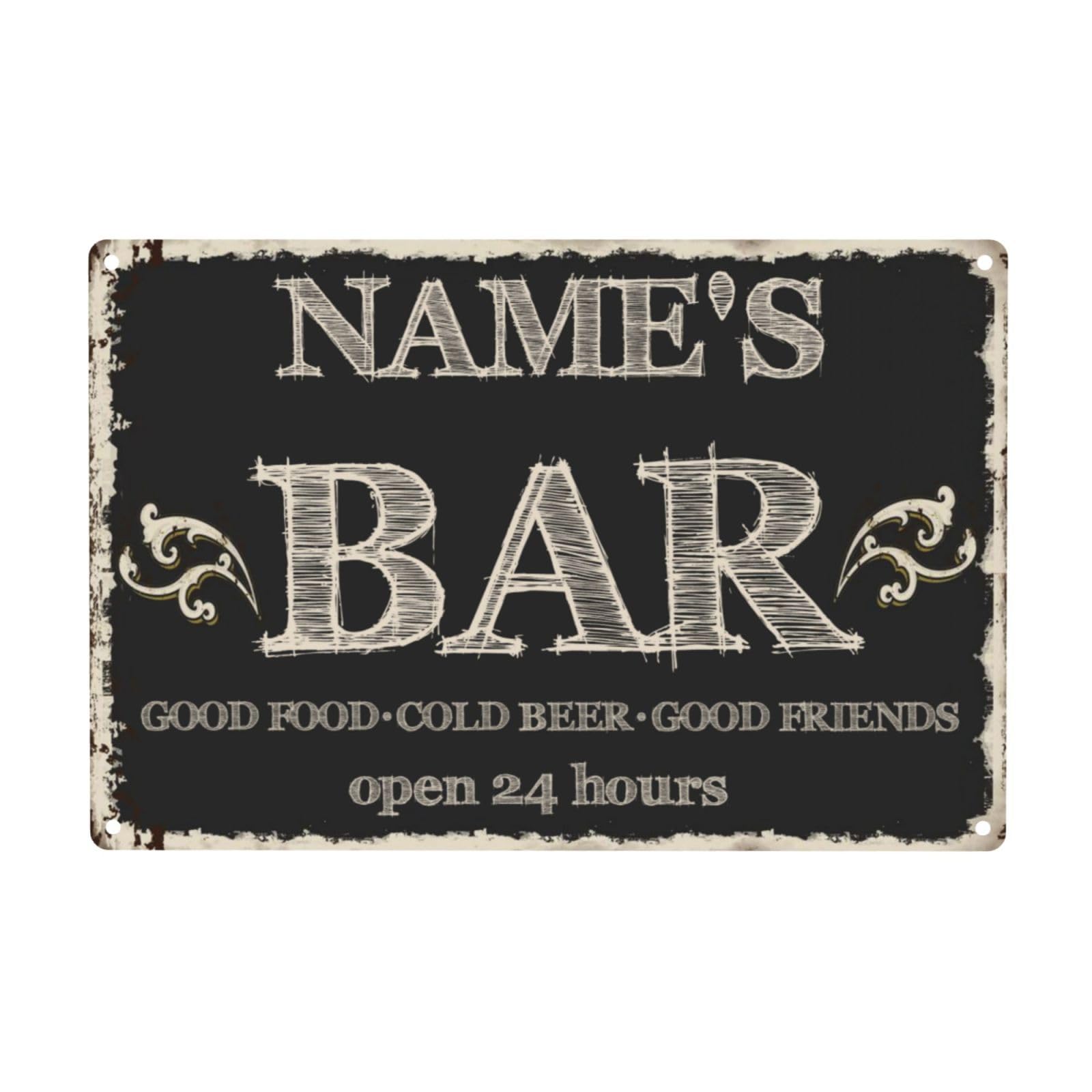 FUMUNA Personalized Custom Bar & Grill Sign Backyard Bar Decor For Home Man Cave, Kitchen, Pub & Diner Wall Art