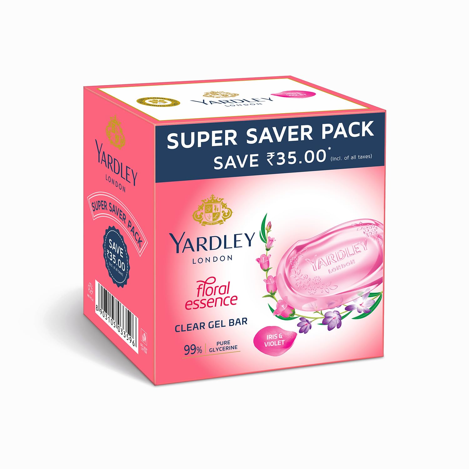 Yardley London Yardley Clear Gel Bar Iris And Violet – With 99% Pure Glycerin And Natural Floral Oils -125Gx3 Yardley London Yardley Clear Gel Bar Iris And Violet – With 99% Pure Glycerin And Natural Floral Oils -125Gx3