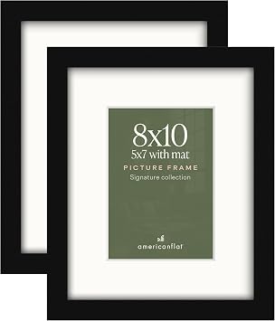 Americanflat 10x8 Photo Frames in Black - Set of 2 - Use as 7x5 Photo Frames with Mount or 8x10 Frames Without Mount - Horizontal and Vertical Formats for Wall and Tabletop