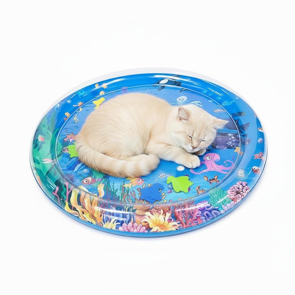 GYMMFK Tummy Time Water Mat,65cm Water Play Mat for Cats