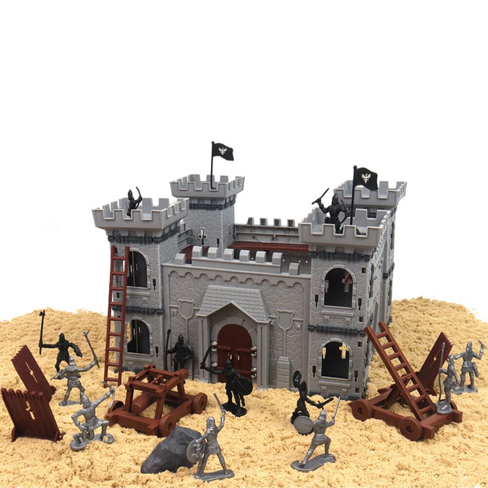 Uposao Set di Giochi di Guerre Antiche, Castello Medievale Con Cavalieri Action Figure, Accessori per la Costruzione Modello di Castello Giocattolo, Soldati, Scudo