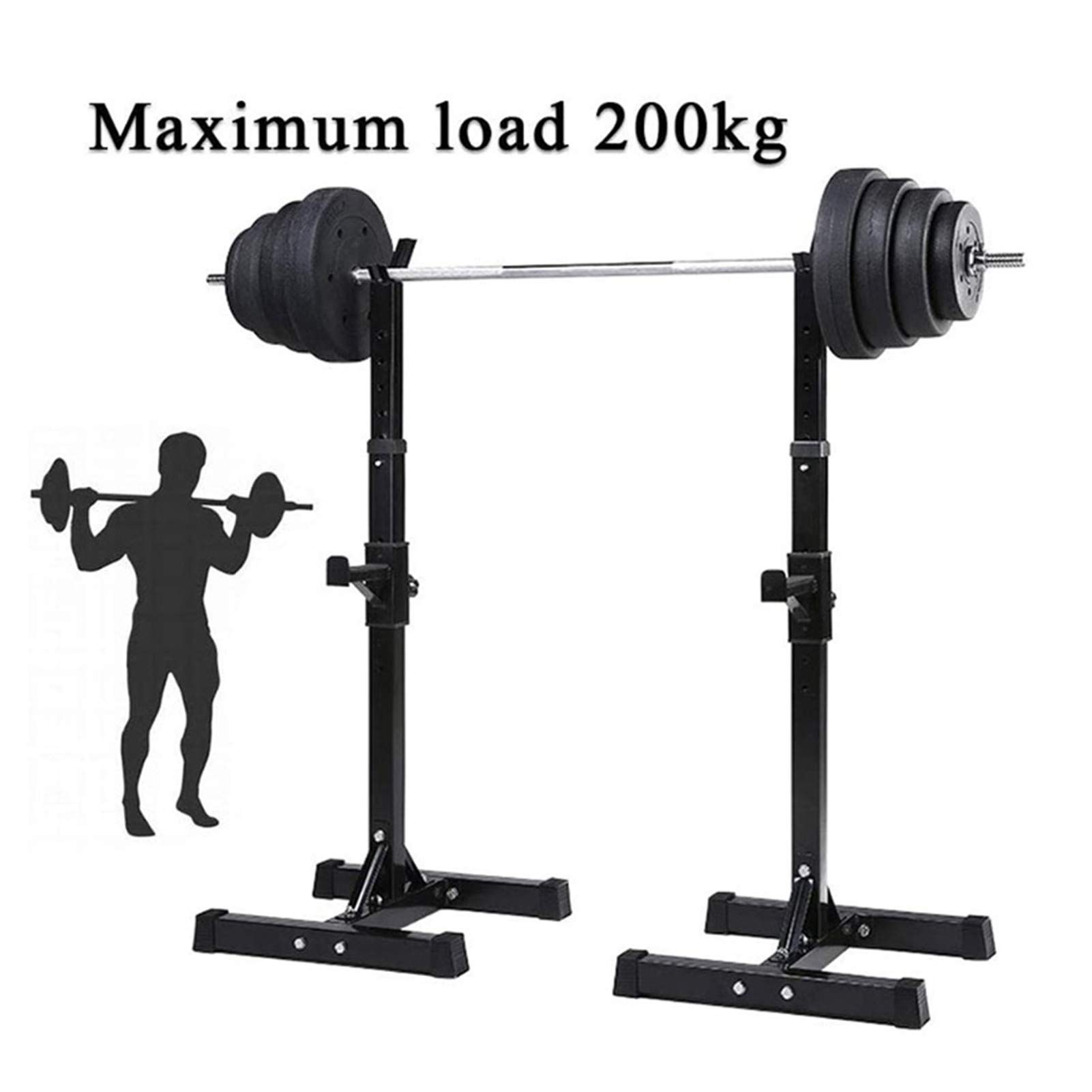 Rack de Musculation,Cage de Squat-Supports de Squat Réglable/Hauteur réglable/Multifonctions/pour la Salle de Sport (Noir)