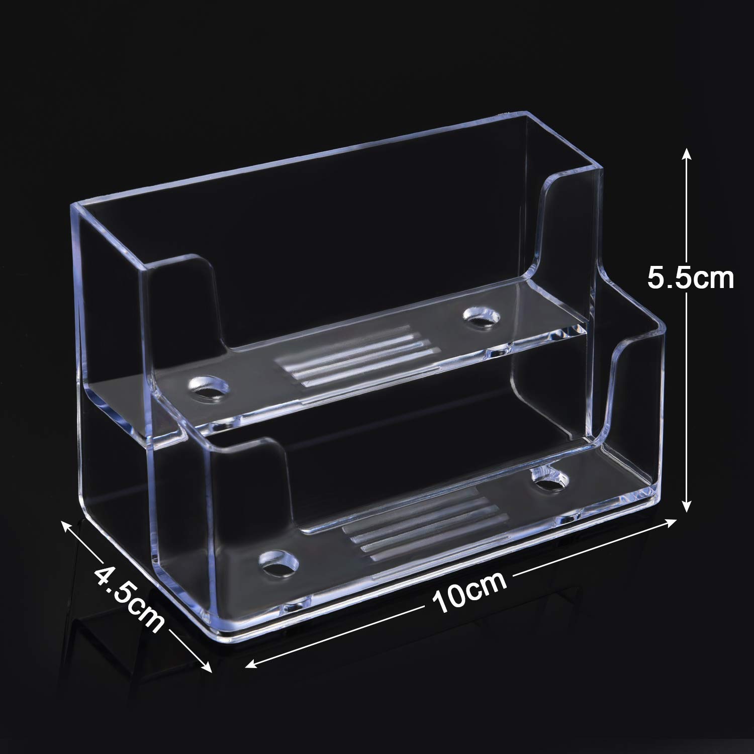 Tarjetero de 2 niveles de plástico transparente para tarjetas de visita, soporte organizador de tarjetas para oficina en casa, capacidad para 120 tarjetas