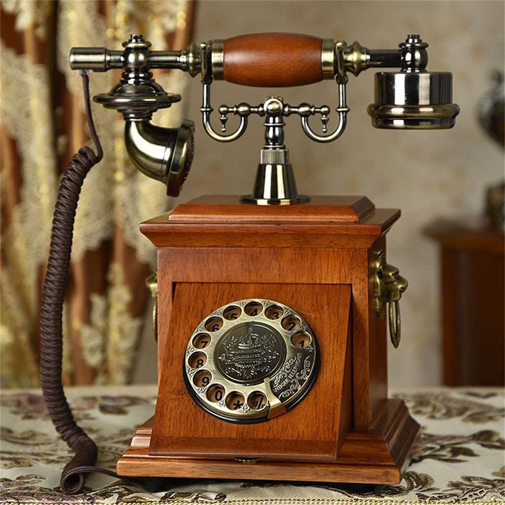 Téléphone rétro en bois massif de style antique européen, l'idée cadeau créative pour bureau
