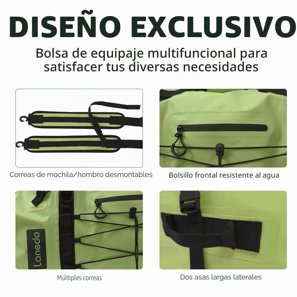 Bolsa de Viaje Impermeable de 80 L, Correas y Asas duraderas, para Kayak, Paddleboard, canotaje, Rafting, Pesca, Camping