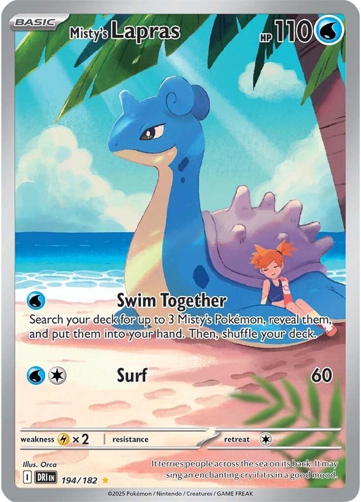 Amazon.com: Misty's Lapras 194/182 – Destined Rivals Illustration