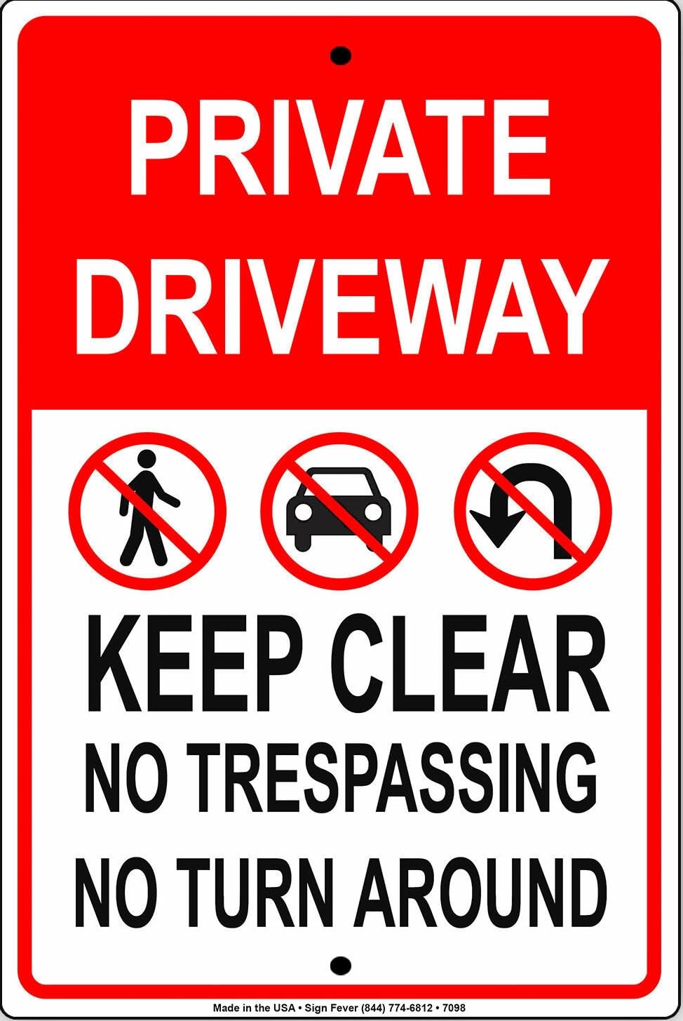 Private Driveway Keep Clear No Turn Novelty Wall Art Decor Metal Sign