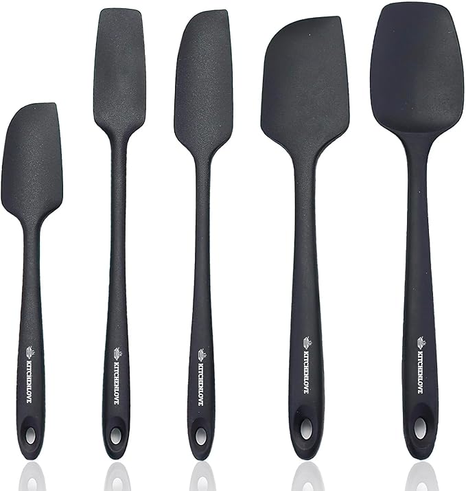 Image of Premium 600°F Heat Resistant 5 Piece Silicone Spatula Set for Baking