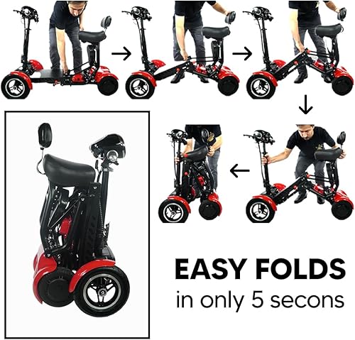 Miniatura 6 de MS-3000 Scooter eléctrico para adultos, scooters plegables para personas mayores, scooter de movilidad de 4 ruedas con silla, scooter eléctrico