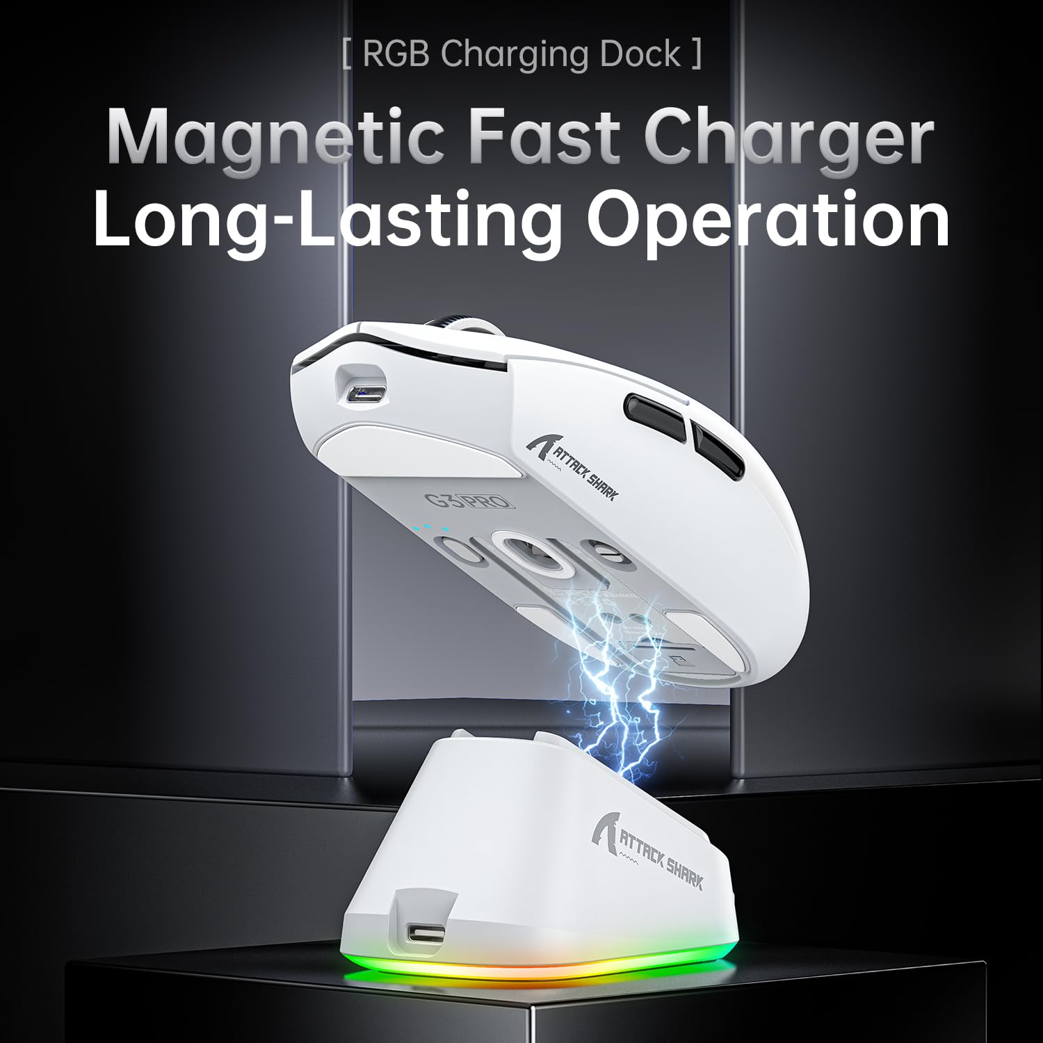 ATTACK SHARK G3PRO Gaming Mouse with Magnetic Charging Dock, PixArt PAW3311 Gaming Sensor, BT/2.4G Wireless/Wired Gaming Mouse, 25000 DPI, Gamer Mice for Win11/Xbox/PS/Mac (Black)