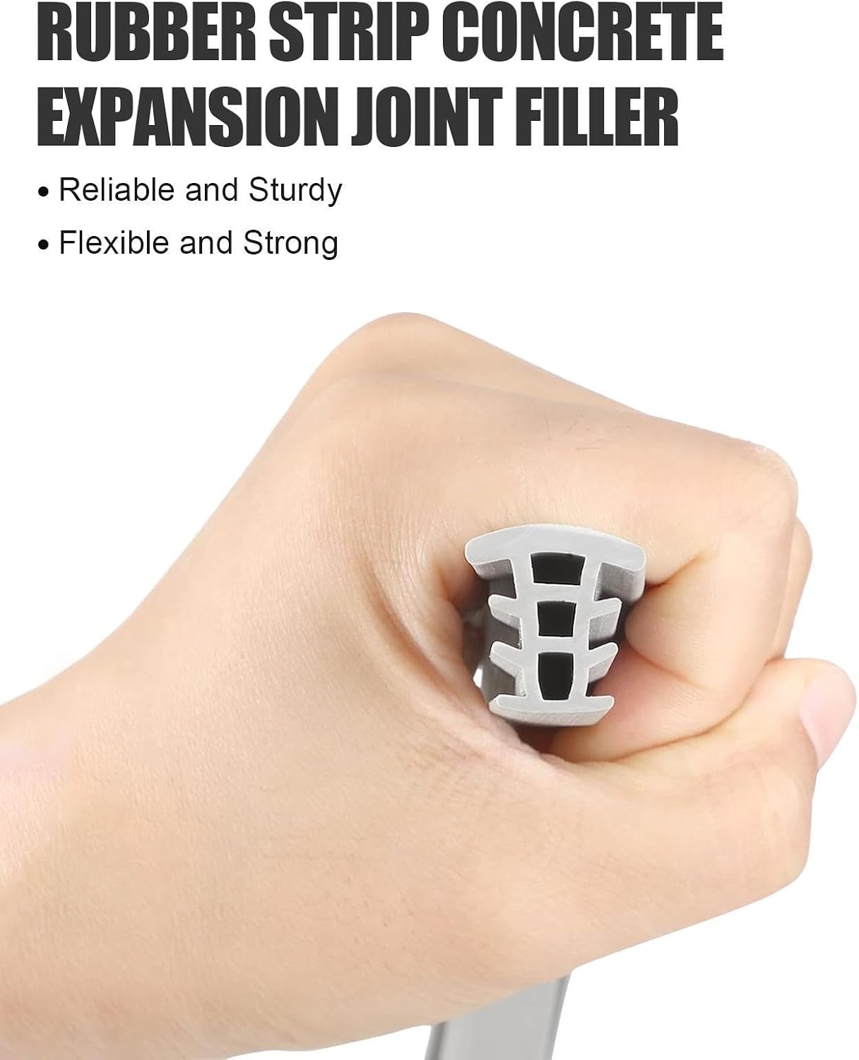 Flexible EPDM Rubber Strip Concrete Expansion Joint Filler (100 ft Long,1/2 inch Wide) Driveway and Sidewalks Crack Filler, Weather and Aging Resistant-for Concrete Crack Repair Replacement