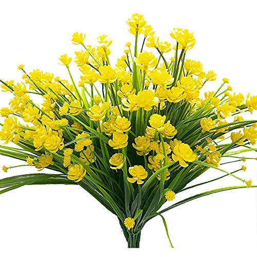 Chapter Seven 4pcs Narciso Amarillo Artificial Arbustos Falsos Plantas Falsas Resistentes a los Rayos UV Bujes de plástico sintético